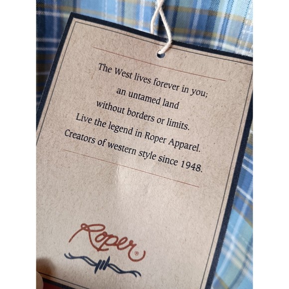 Roper Womens  Long Sleeve Shirt Western Blue Plaid Rodeo Horse  Riding Outdoors - Picture 7 of 7